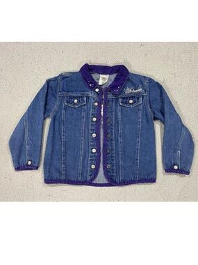 Vintage Disney Jacket Girls Small Denim Disney Princess Ariel Embroidered Y2K